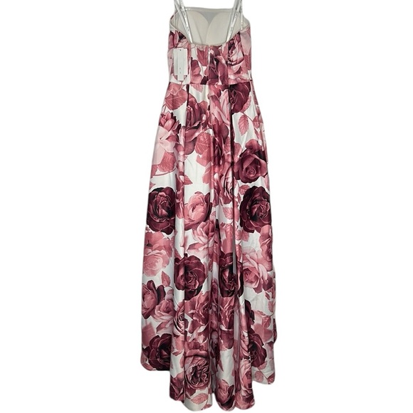 Speechless NWT Floral Strapless‎ Gown Juniors 0 Pink White High-Low Satin Prom - Picture 5 of 12